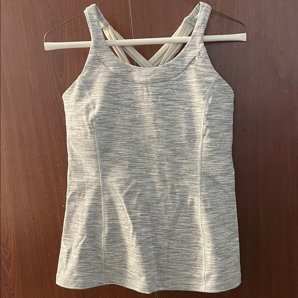 lululemon athletica Light Heather Gray Cross-Back Tank Built in Bra